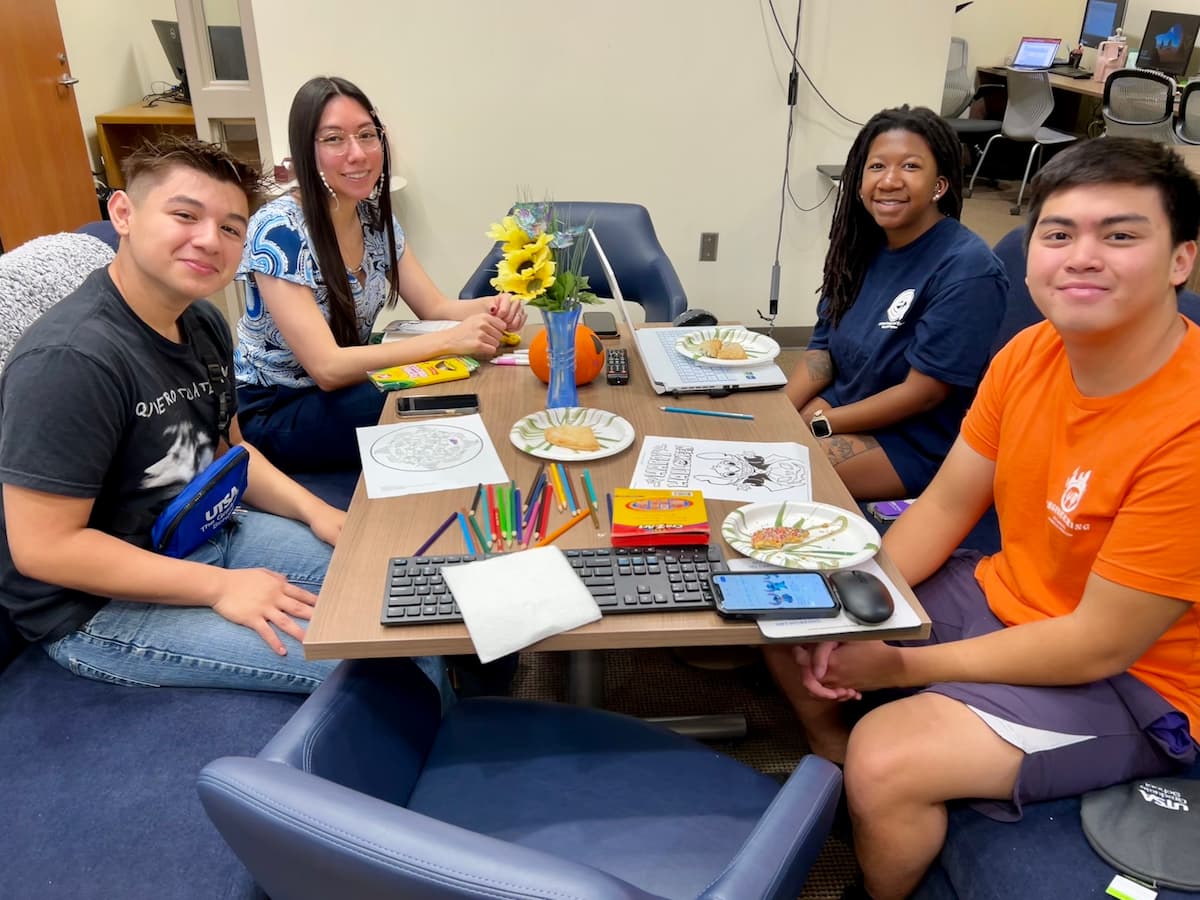 Grad students at a wellbeing event