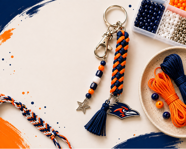 keychain charm with Rowdy and crafting materials