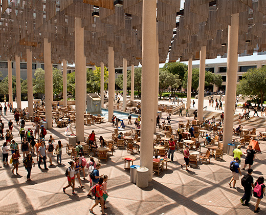 Students outside sombrilla