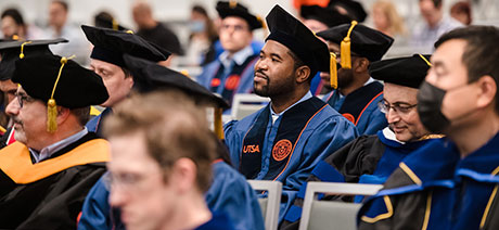 People seated during hooding ceremony